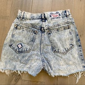No Excuses Vintage Acid Wash Raw Hem High Waisted Jean Shorts